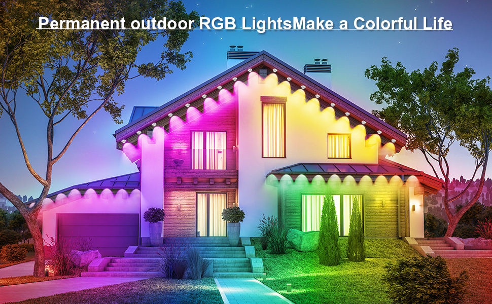 LETIANPAI 300FT/90M RGB Eaves Lights with App ControlRemote,Permanent Outdoor Lights, IP67