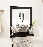 Amazon.com: ARTPOWER Wood Wall Mirror with Shelf&Hooks, 24