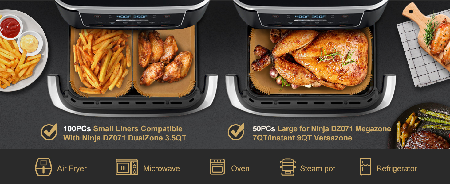 MMH 150PCs Air Fryer Liners for Ninja DZ071 7QT/Ninja AD600CO 11QT