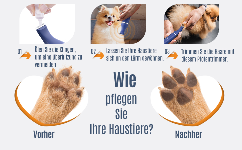 oneisall Paw trimmer for dogs, quiet dog clipper, paw shaver, dog for paws, eyes, ears, face