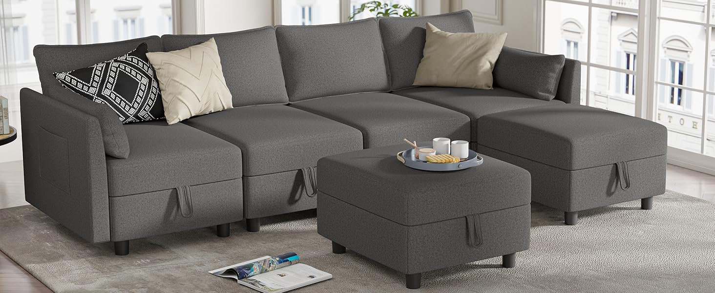 SEJOV Modular Sectional Sofa, U Shaped Couch with Storage