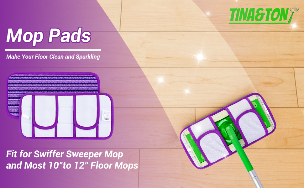 Reusable Mop Pads Compatible with Swiffer Sweeper Mops, Microfiber Floor Mop Pads