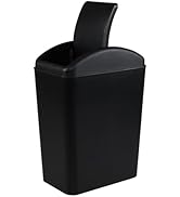 Oymlclivisa 4.5 Gallon Plastic Trash Can with Swing Top, Kitchen Garbage Bin with Lid, Black