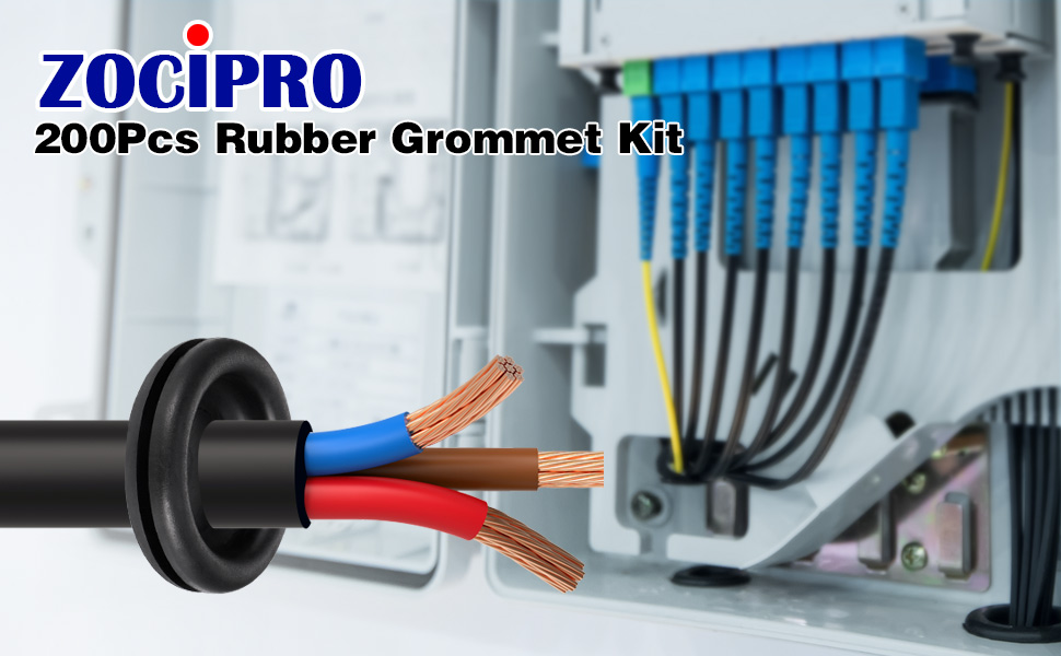 Zocipro Pack of 200 Rubber Cable Grommets