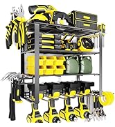 4 Layers Power Tool Organizer Wall Mount for Fathers Dad, 4 Cordless Drill Holder Garage Organiza...