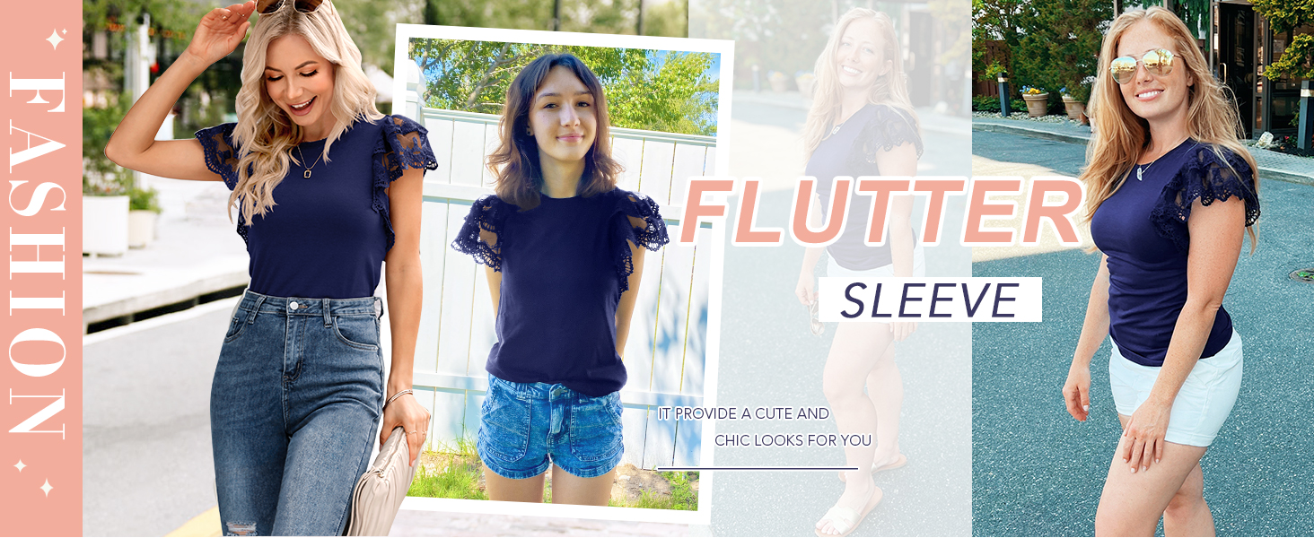 fashion flutter sleeve tops