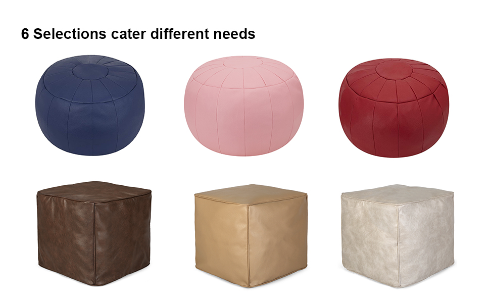 ROTOT Ottoman Pouf Square Shape, Foot Rest Faux PU Leather