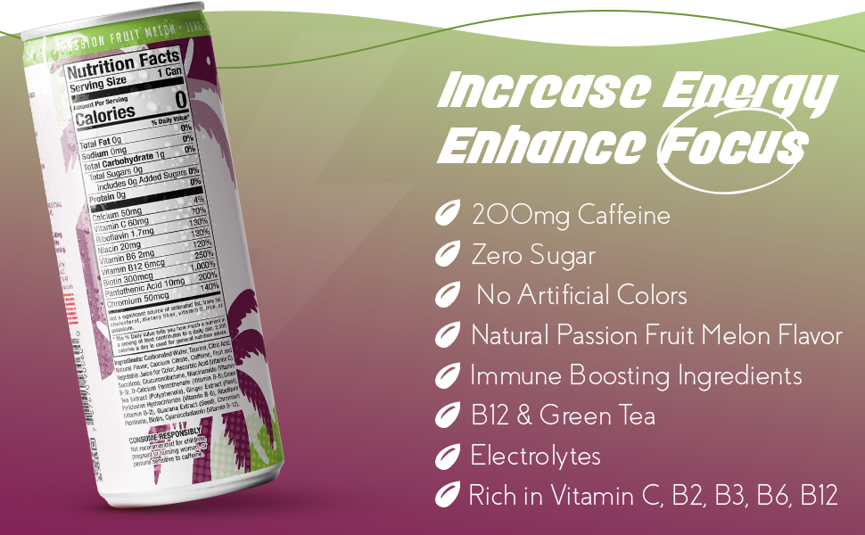 FitTea Healthy Energy Drink 12 Fl Oz Passionfruit Melon