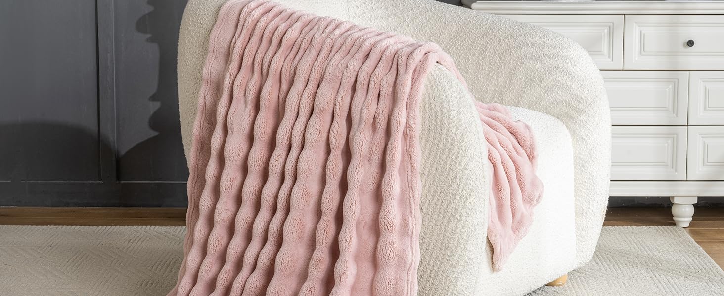 TieDye Brown Faux Fur Throw Blanket for Couch, Soft Fluffy