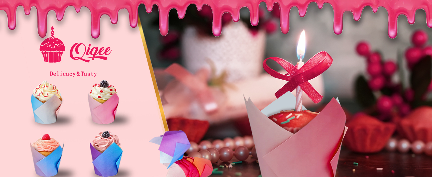qiqee Tulip Cupcake Liners 180 Pcs Muffins Parchment Paper Tulip Muffin Liners for