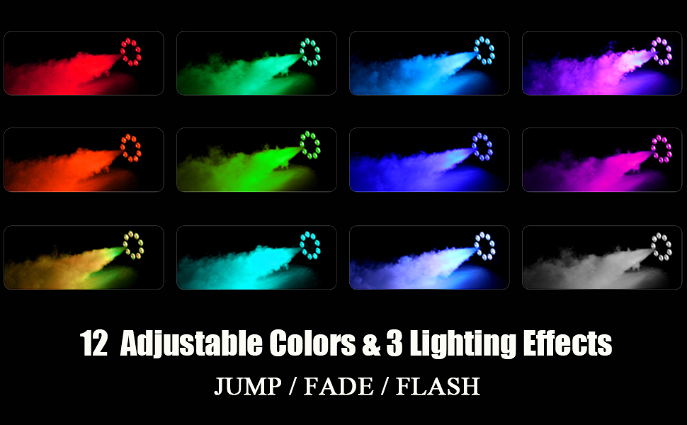 TCFUNDY Fog Machine with 9 LED Lights, 500W Smoke Machine