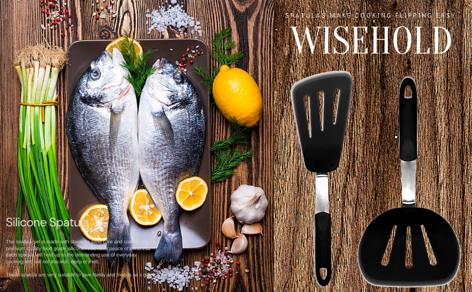 Wisehold Extra Large Silicone Spatula, Flexible Fish Slice, Large Wide