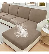 NAISI Waterproof Couch Cushion Covers Thick Velvet Fabric Washable Sofa Slipcovers Sectional Couc...