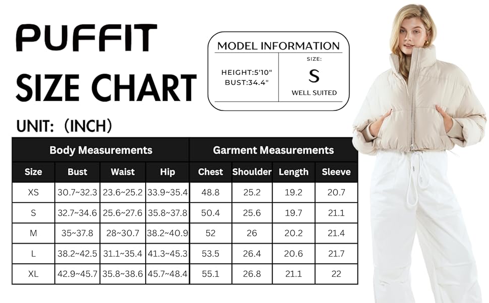 PUFFIT Women's Cropped Puffer Jackets,Lightweight Ladies Quilted Jacket