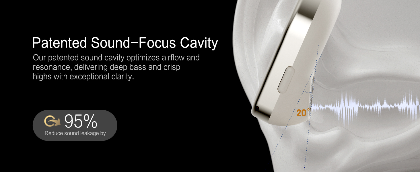 neoqoqo open ear bluetooth headphones with Sound-Focus Cavity