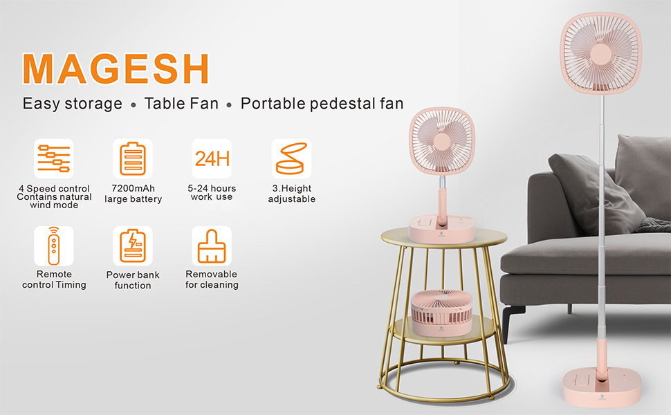 Standing Pedestal Fan with Remote - Usb Desk Fan