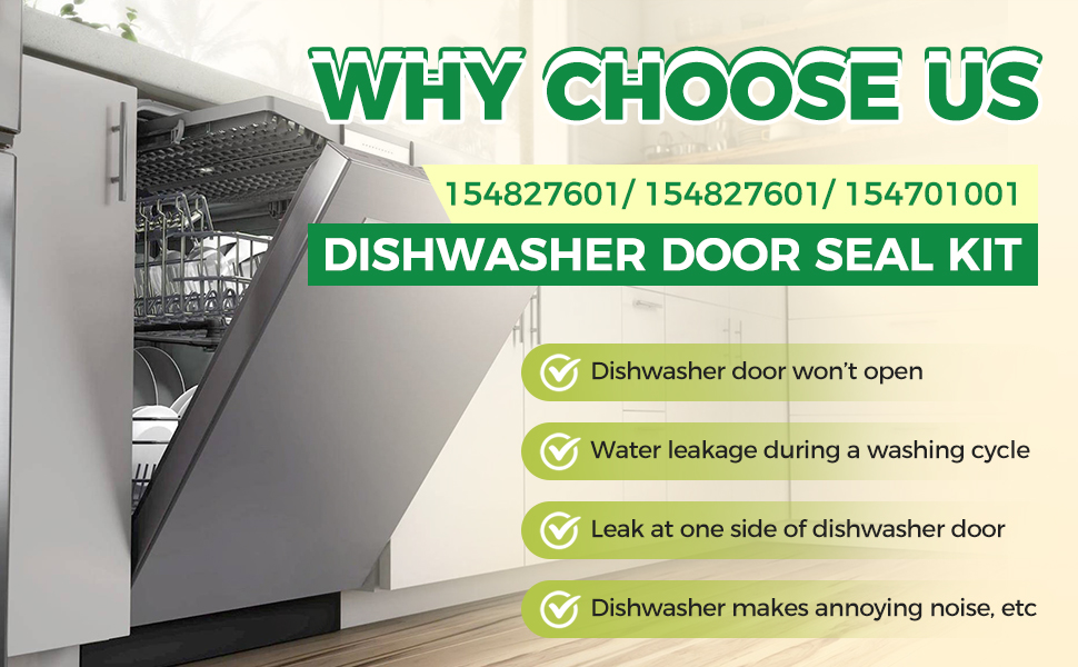 MOOTVGOO Dishwasher Bottom Door Seal Combo Kit, 154827601