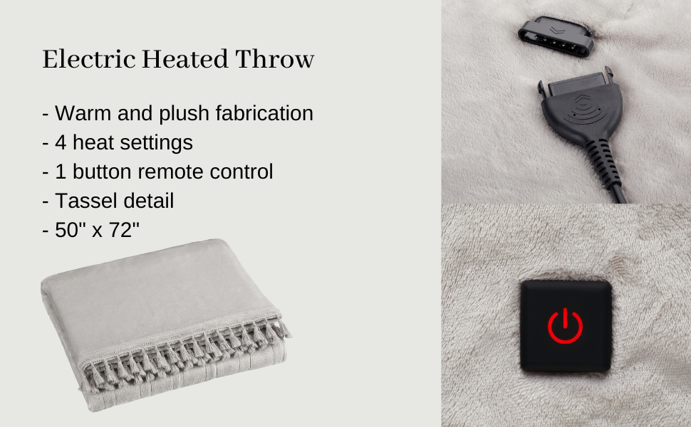 Brookstone Home Decor Soft Plush Electric Heated Throw