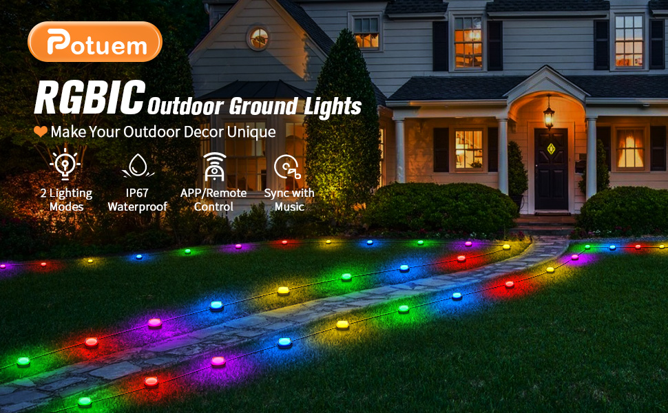 Potuem Electric Outdoor Lights for Garden, 20 Pack Garden Lights Outdoor with APP Control
