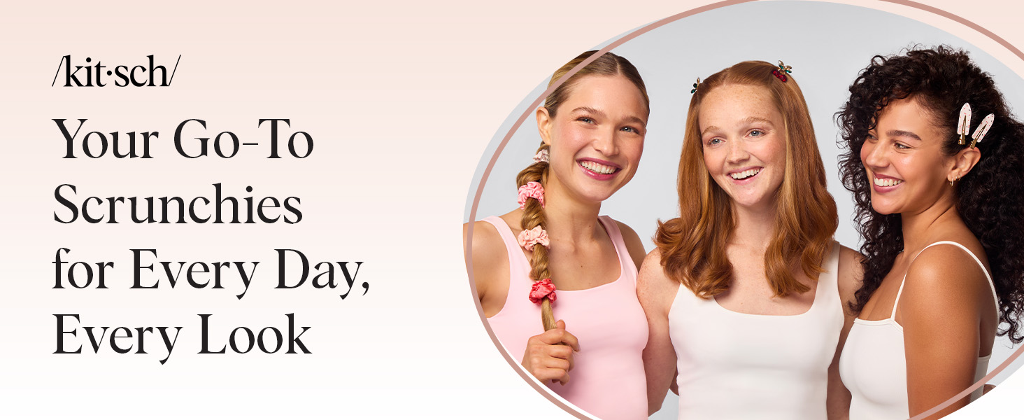 Kitsch Satin Scrunchies for Women - No Crease Hair Ties for Girls