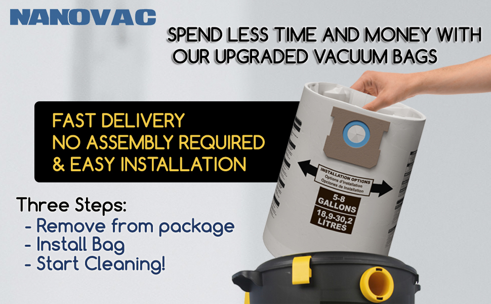 Compatible Shop Vac Bags 58 Gallon Replacement Vacuum Bags Type E