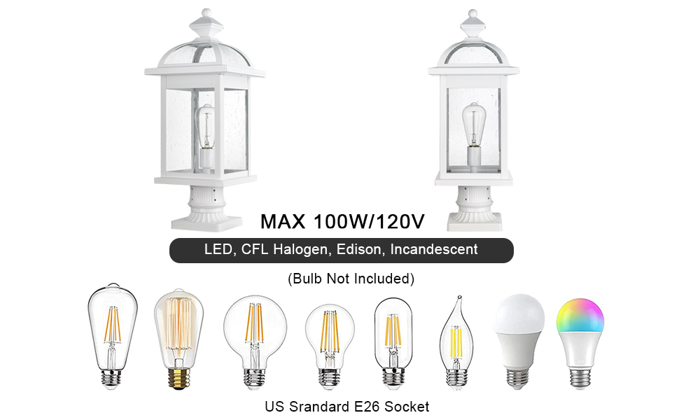 Darkaway Outdoor Post Light Base Mount, Post Light Adapter 3'' Pier