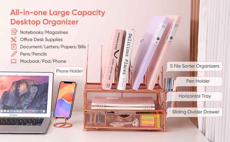 Multifunction Desk Organizer Paper Tray