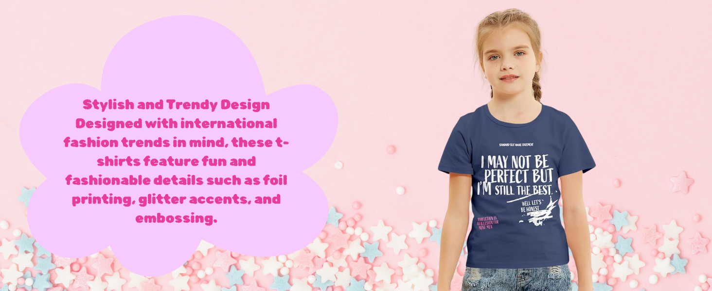 Lauren Smith Girls' Summer Tees Collection – Trendy and Comfortable Cotton-Lycra T-Shirts 13 tee