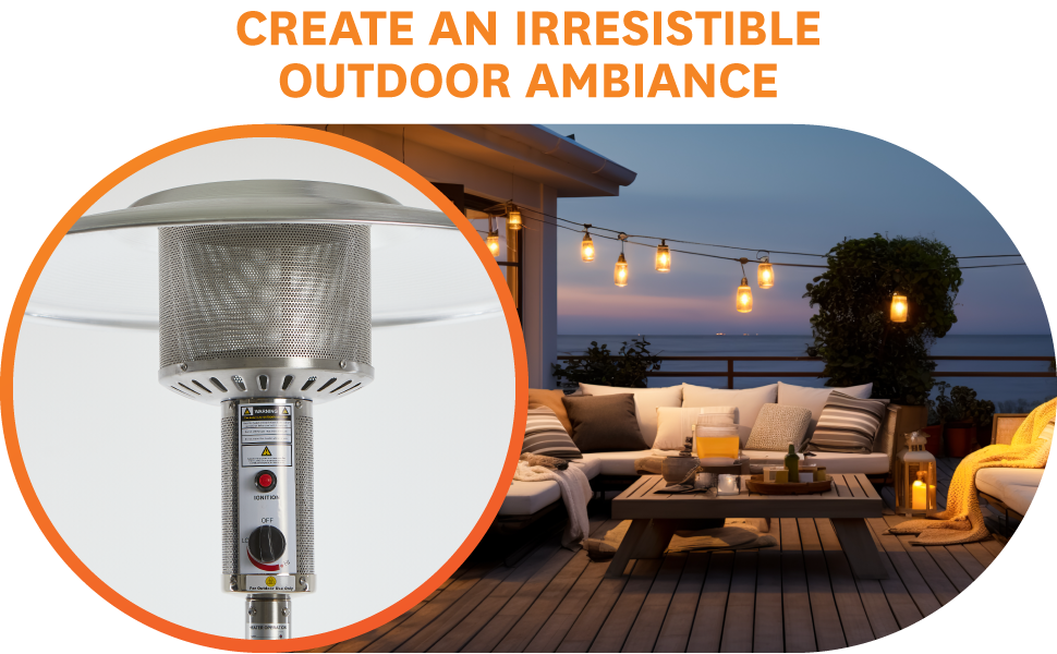 REALGLOW Umbrella Gas Patio Outdoor Heater Heat Adjustable 13KW