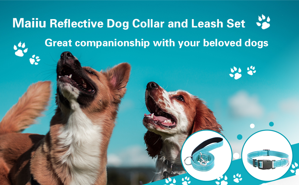 Maiiu Reflective Dog Collar with Safety Locking Buckle
