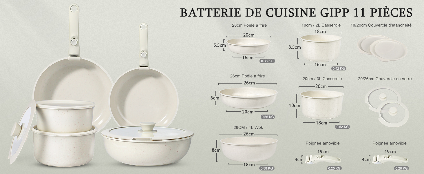 GiPP - Ensemble de Casseroles et Poêles en Céramique Antiadhésif - Professionnels avec Poignées Détachables, Sans Produi Ac065b32 6bea 462c 8fe1 4beba694b62c. CR0,0,1464,600 PT0 SX1464 V1