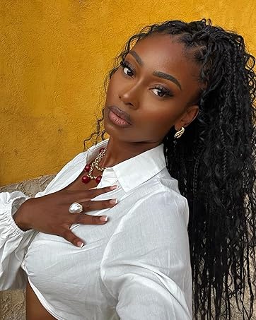 Braided Wigs for Black Women Lace Front Knotless Boho Box Braided Wig with Curly Ends Full Lace