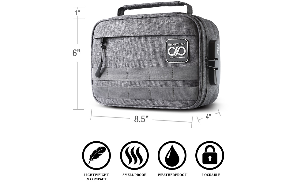 HELMET HEAD Smell Proof Bag with Lock, Smell Proof Stash Bag comes with a Grinder
