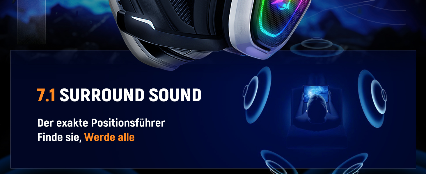 Ozeino OW810 Gaming Headset, TypeC & USB Interface 2.4GHz Wireless Headset with, Bluetooth