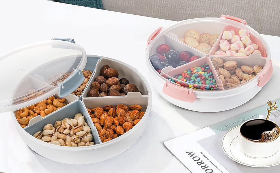 Coloch 2 Pack Divided Serving Trays with Lid and 5