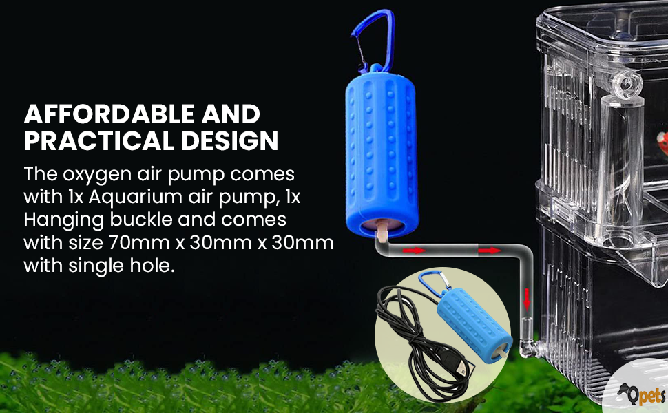 Qpets® Quietest Portable Aquarium Air Pump Air Stone and Hose