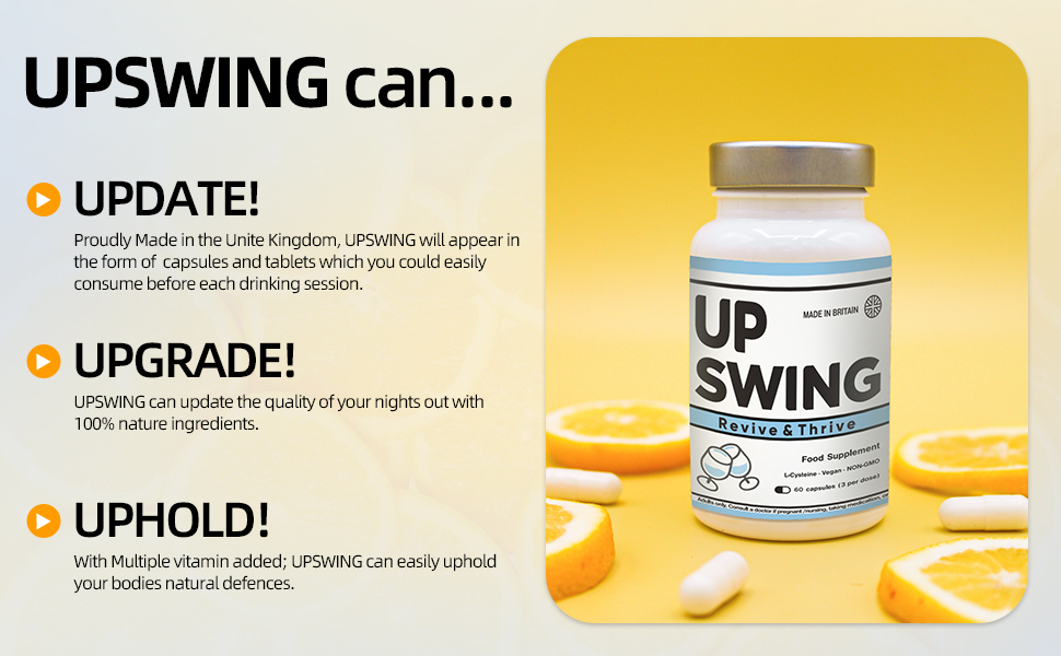 Upswing Vitamin C B12, L-Cysteine HCL Post-social Recovery, Food Supplement