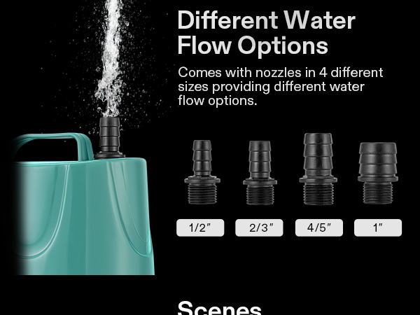 Different water flow options
