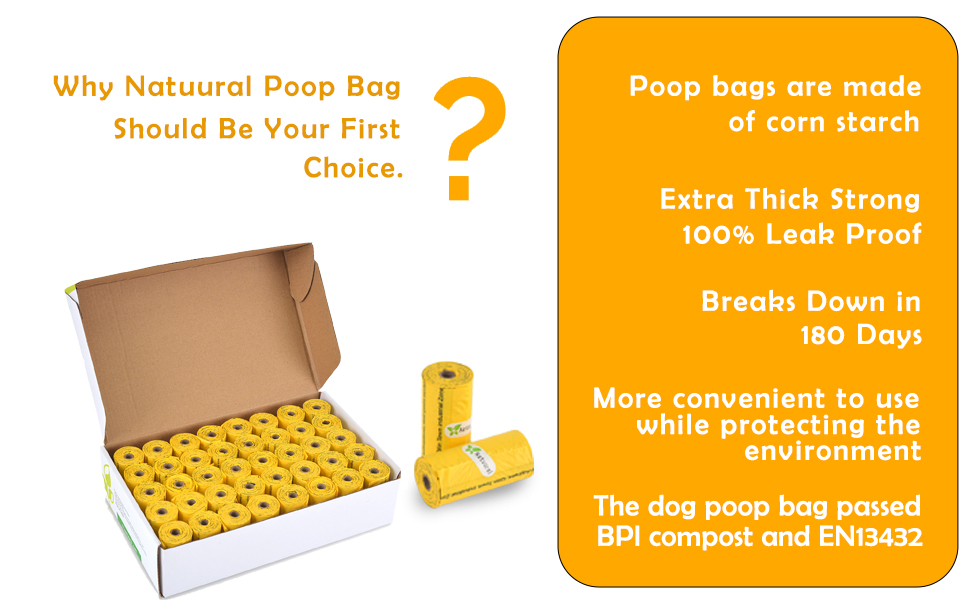 Doggie Poop Bags, Compostable Dog Poop Bags, Cat Poop Bags