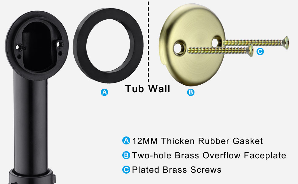 HANEBATH Brass Bath Tub Drain Kit, TipToe Bathtub Drain Assembly and