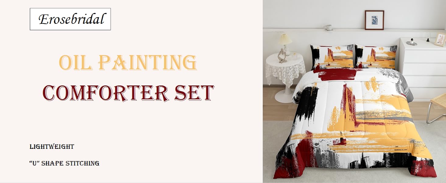 Erosebridal Vintage Oil Painting King Comforter Set for