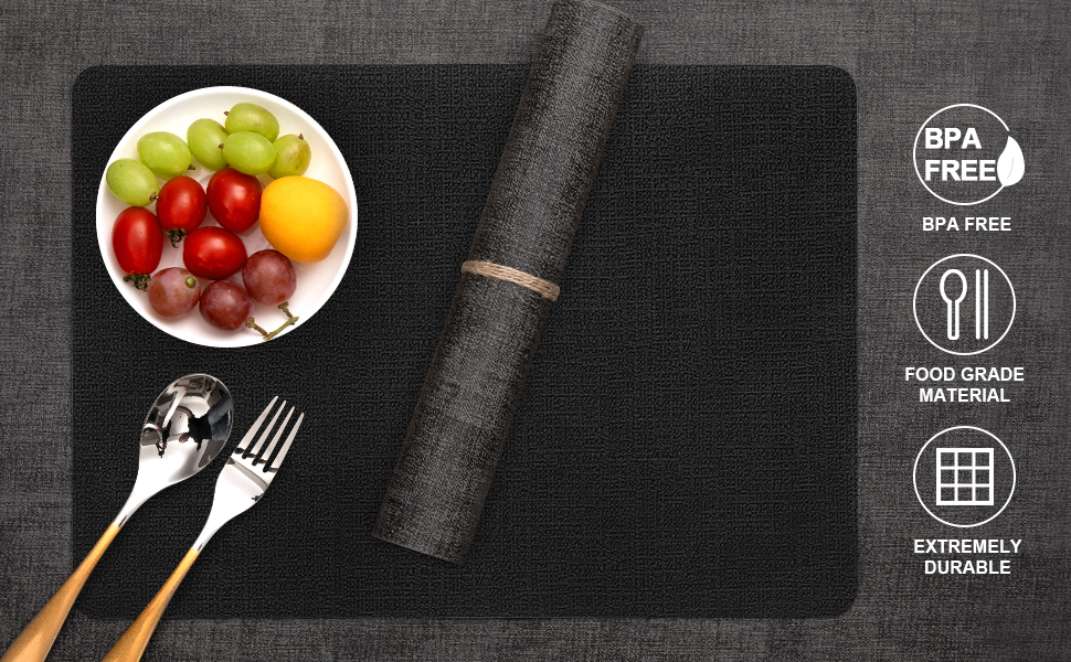 Myir JUN Placemats and Coasters Set of 4, Place Mats Dual Sided Faux