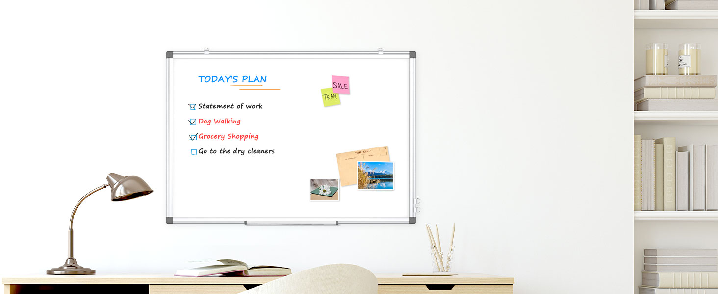 QUEENLINK Whiteboard Kit, 60 X 90 CM White Board Aluminum