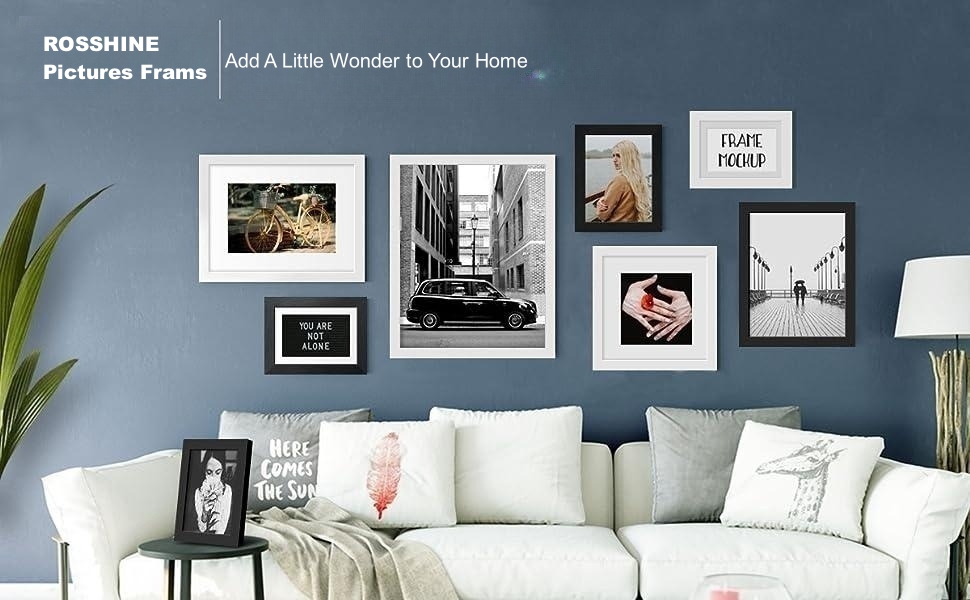 Black 7X5 Picture Frames with Mount, 4pack Solid Wood 7x5 Photo Frames