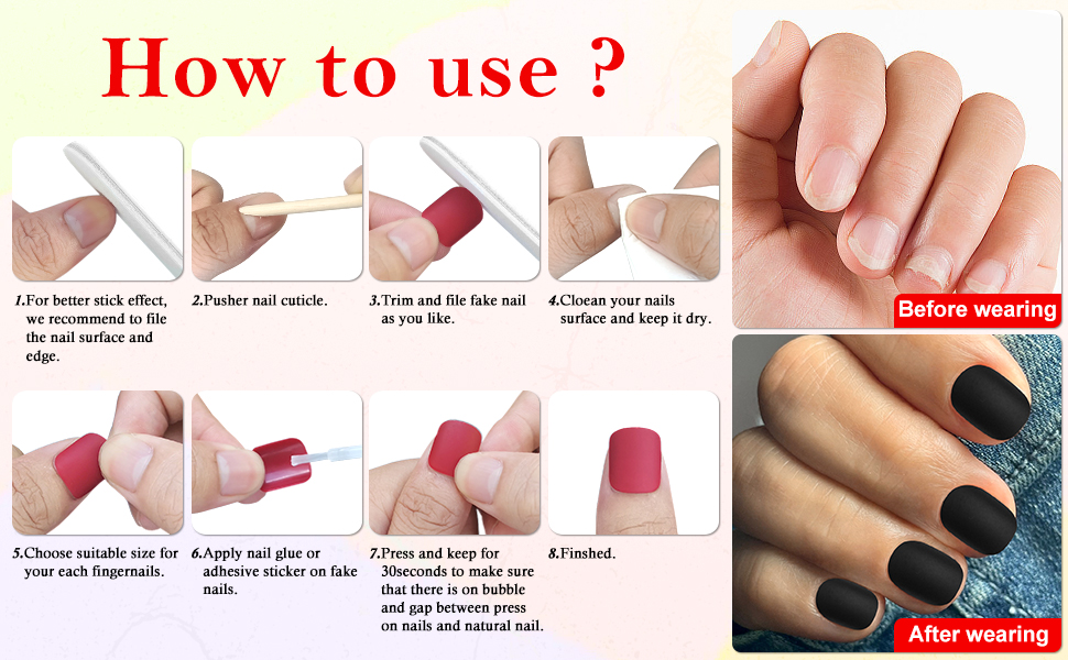 press on short nails, nails, short nails press on, girls fake nails, short artificial nails
