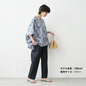 Amazon | [TOKYOBASIC] リバティプリント 花柄 半袖 麻 リネン