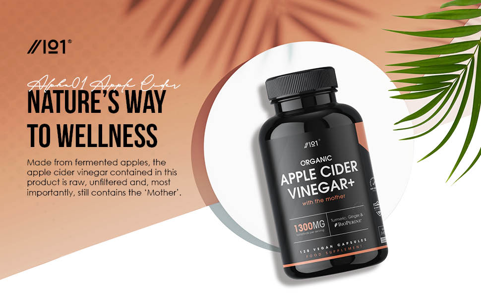Organic Apple Cider Vinegar 1280mg with Turmeric, Ginger & Cayenne