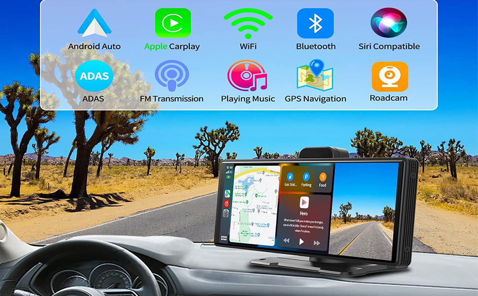 Amazon.co.jp 9.3 インチ タッチスクリーン ポータブル Carplay スクリーン ダッシュ カム ワイヤレス