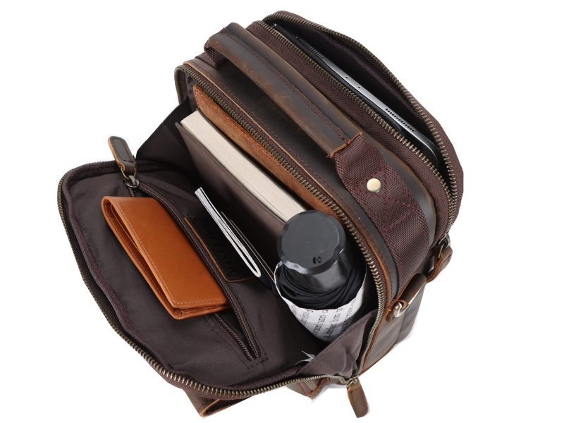 Masa Kawa Small Leather Messenger Shoulder Bag for Men 11