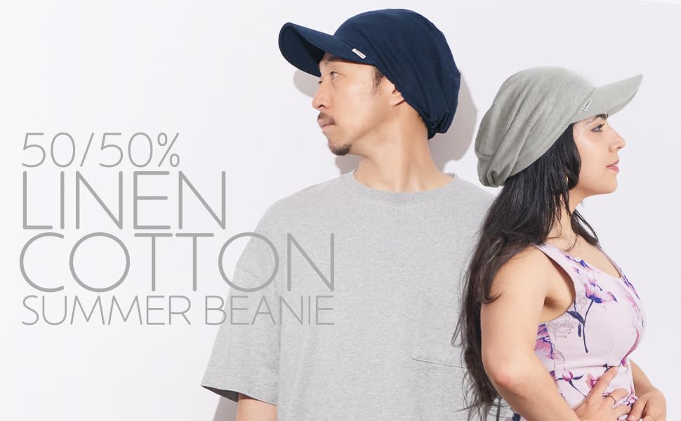 Summer Beanie for Men - Cotton & Linen Slouchy Visor Beanie